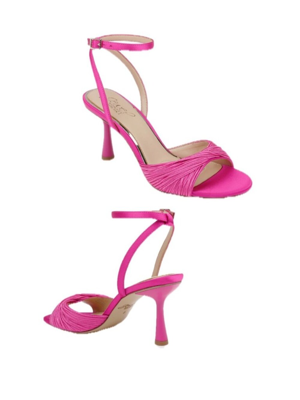 Jewel Badgley Mischka Nanette Hot Pink Heels Ankle Strap Sandals Size 7.5